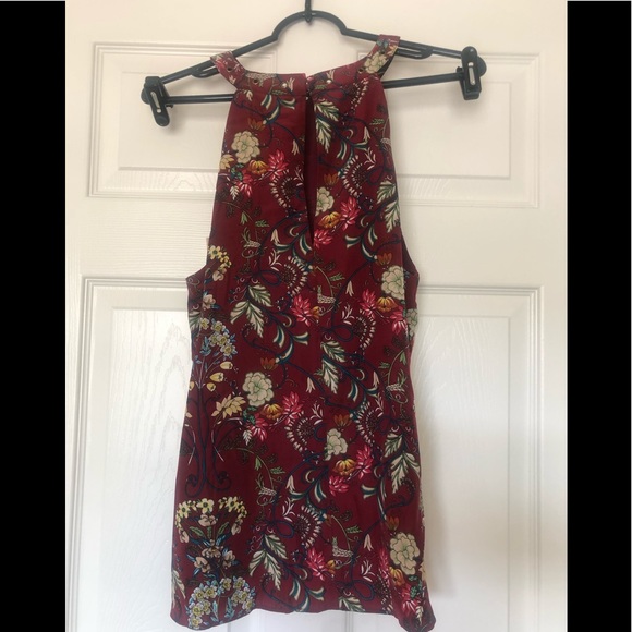 Burgundy floral halter blouse - Picture 1 of 3